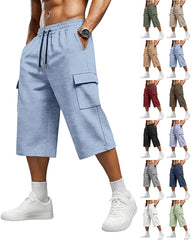 S-3XL Jacquard Drawstring Cropped Pants