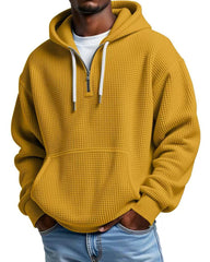 S-5XL Waffley Solid Color Long Sleeve Hooded Sweat