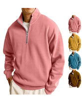 S-5XL Men's Casual Half Zipper Stand Collar Long Sleeve Sweater