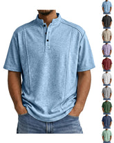 S-5XL Men's Daily Casual Button Deconstruction Design Short Sleeve Henley Shirt
