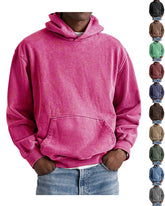 S-5XL American Style Vintage Washed Solid Color Hooded Sweat