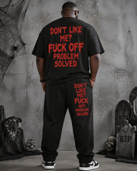 Big & Tall Men's Halloween Dark Letter Print T-Shirt Pants Set