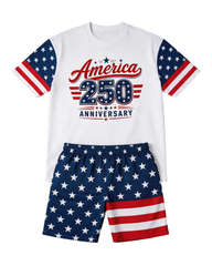 Big & Tall Men's America250 Anniversary Printed Crewneck Short Sleeve T-Shirt Shorts Set