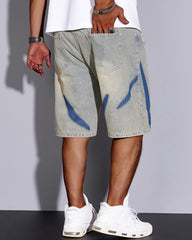 3XL-8XL Summer Elastic Waist Denim Shorts-loose High Elastic