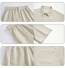 M-5XL Men's Loose Breathable Short-sleeved Shirt Pants Set