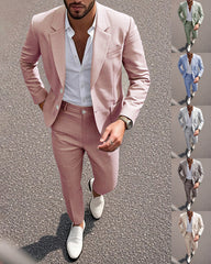 S-3XL Solid Color Suit Pants Set-Business Dinner Wedding