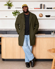 Big & Tall Men's Solid Color Wool Mid-length Trench Coat S-3XL