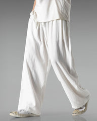 Big & Tall Men's Cotton And Linen Wide-leg Casual Pants M-5XL