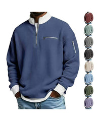 S-5xl Stand Collar Contrast Zip Sweater