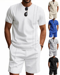 S-3XL American Style Waffle Men's Short Sleeve Suit