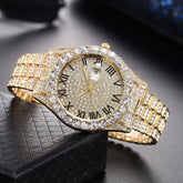 Full Diamond Fashion Rhinestone Calendar Quartz Men's Watch