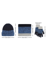 Outdoor Thickened Gradient Contrast Hat Scarf Gloves Knitted Set