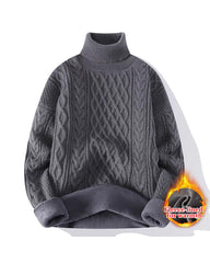 Big & Tall Men's Fall/Winter Solid Color High Neck Knitted Velvet S-2XL