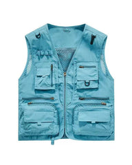 Big & Tall Men's Outdoor Mesh Quick-drying Multi-pocket Fishing Photography Vest S-6XL