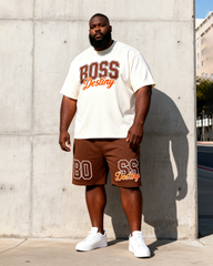 Big & Tall Men's BOSS Destiny Letter Print Round Neck Short Sleeve T-Shirt Shorts Set