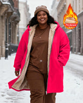 Women's Solid Color Velvet Thickened Long Hooded Coat