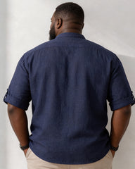 Big & Tall Men's JESUS IS KING Cross-print Stand-collar Mid-sleeve Shirt