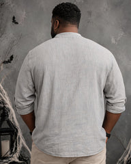 Big & Tall Men's I 'M FINE Chest Claw Mark Print Stand Collar Long Sleeve Shirt