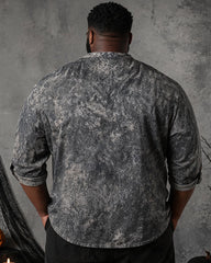 Big & Tall Men's Tear Claw Mark Mind Your Head Printed Collar Long Sleeve Shirt