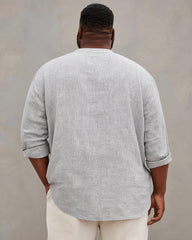 Big & Tall Men's I Love Jesus Love Cross Printed Collar Long Sleeve Shirt
