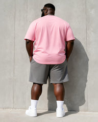 Big & Tall Men's SAVAGE Alphabet Print Round Neck Short Sleeve T-Shirt Shorts Set