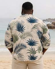 Big & Tall Men's Vintage Palm Leaf Print Long Sleeve Shirt