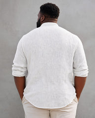 Big & Tall Men's Hand-painted Cross Small Logo Printed Stand Collar Long Sleeve Shirt