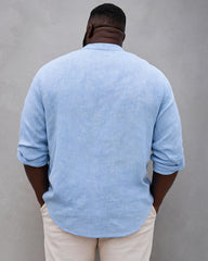 Big & Tall Men's Cross Semicolon Motivational Slogan Printed Stand Collar Long Sleeve Shirt