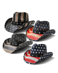 Western Cowboy American Retro Star Big Eave Beach Sunshade Outdoor Party Straw Hat