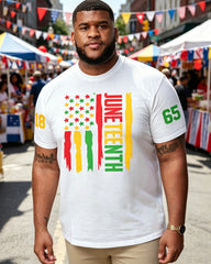 Big & Tall Men's Juneteenth Flag Black Pride Print Crewneck Short Sleeve T-Shirt