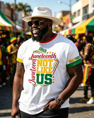 Big & Tall Men's Juneteenth Not Like Us Print Crewneck Short Sleeve T-Shirt