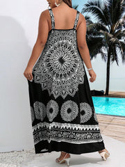 XL-5XL Women's Plus Size Bohemian Floral-Print Sling Loose Dress