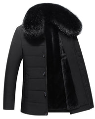 Big & Tall Men's Fur Collar Padded Camel Wool Coat