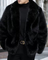 Big & Tall Men's Faux Fur Casual Padded Warm Coat M-6XL