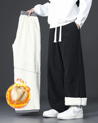 Big & Tall Men's Lamb Velvet Thickened Warm Cold-proof Straight Pants M-4XL