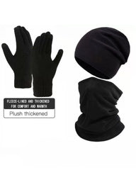 Autumn And Winter Outdoor Pullover Cap Scarf Gloves Thickened Warm Suit
