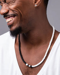 Black Onyx Necklace with Black Glass Beads