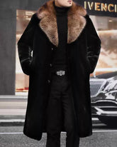 Big & Tall Men's Warm Imitation Mink Mid-length Environmentally Friendly Fur Hooded Jacket M-6XL