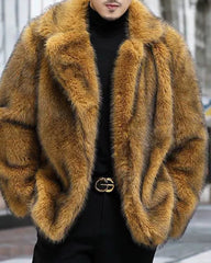 Big & Tall Men's Faux Fur Casual Padded Warm Coat M-6XL