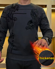 Big & Tall Men's Pattern Thickened Round Neck Sweater M-5XL