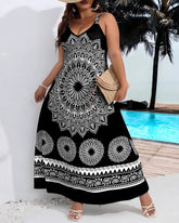 XL-5XL Women's Plus Size Bohemian Floral-Print Sling Loose Dress