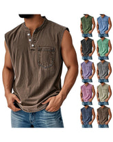 Large-size Men's Explosive Three-button Sleeveless T-shirt Washable Casual Fashionable Vest