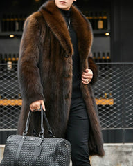 Big & Tall Men's Casual Business Mink Faux Fur Long Coat M-5XL