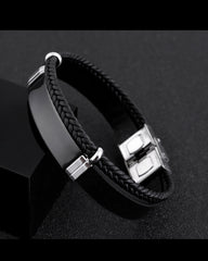 Vintage Titanium Steel Leather Bracelet Braid Bracelet