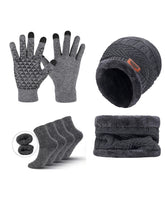 Winter Warm Scarf Gloves Socks Hat 5-piece Set Of Touch Screen For Men And Women