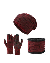 Men's And Women's Autumn And Winter Thick Hat Scarf Gloves Three-piece Set