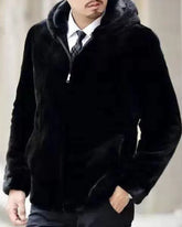 Big & Tall Men's Mink Faux Fur Hooded Coat M-6XL