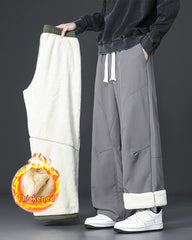 Big & Tall Men's Lamb Velvet Thickened Warm Cold-proof Straight Pants M-4XL