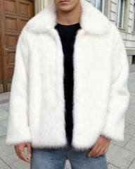 Big & Tall Men's Lapel Short Faux Fur Jacket S-3XL