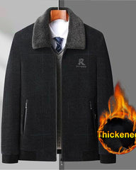 Big & Tall Men's Mid-length Padded Tweed Chenille Coat L-4XL